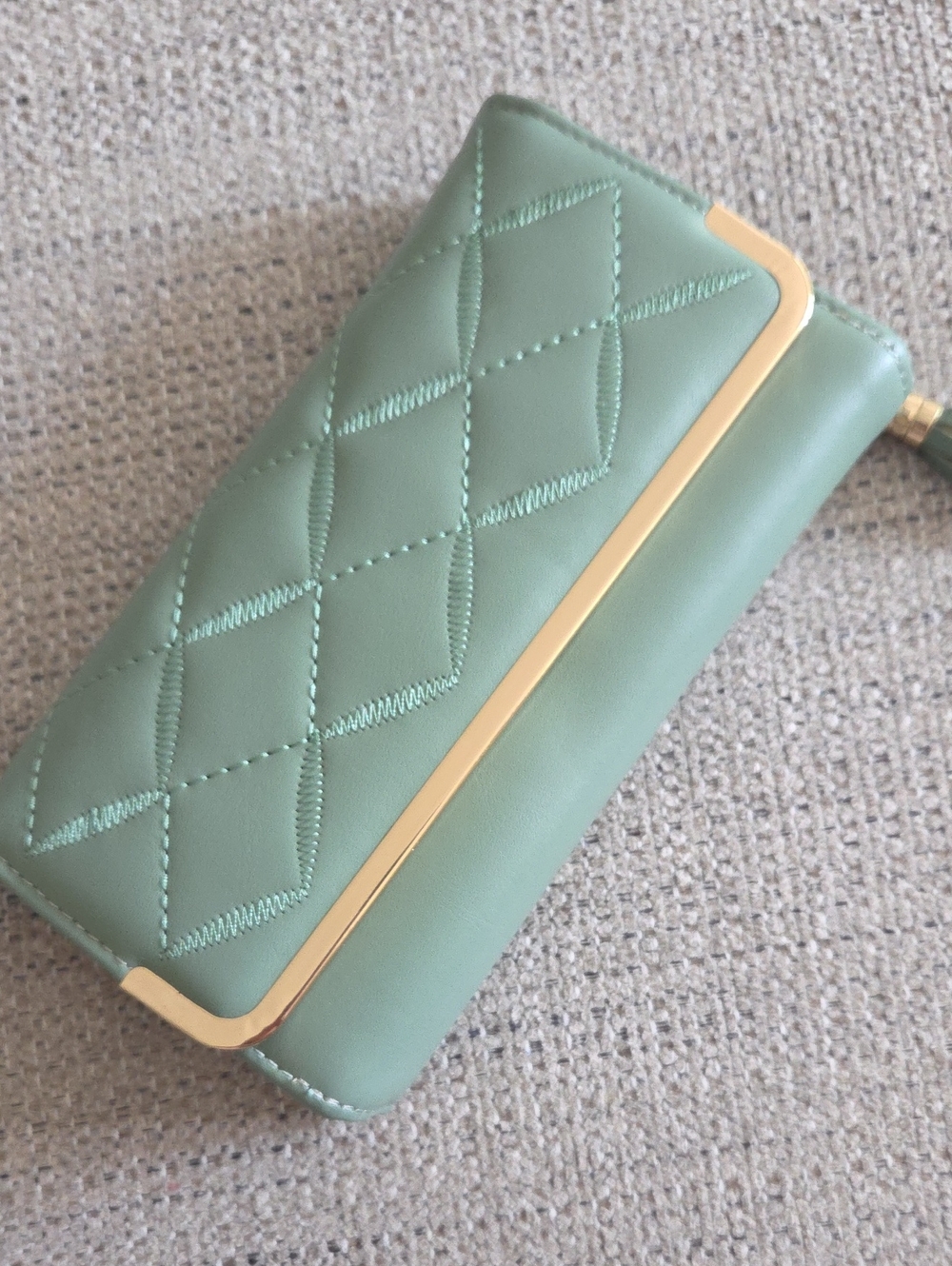 Quilted Mint Green Women's Wallet Clutch